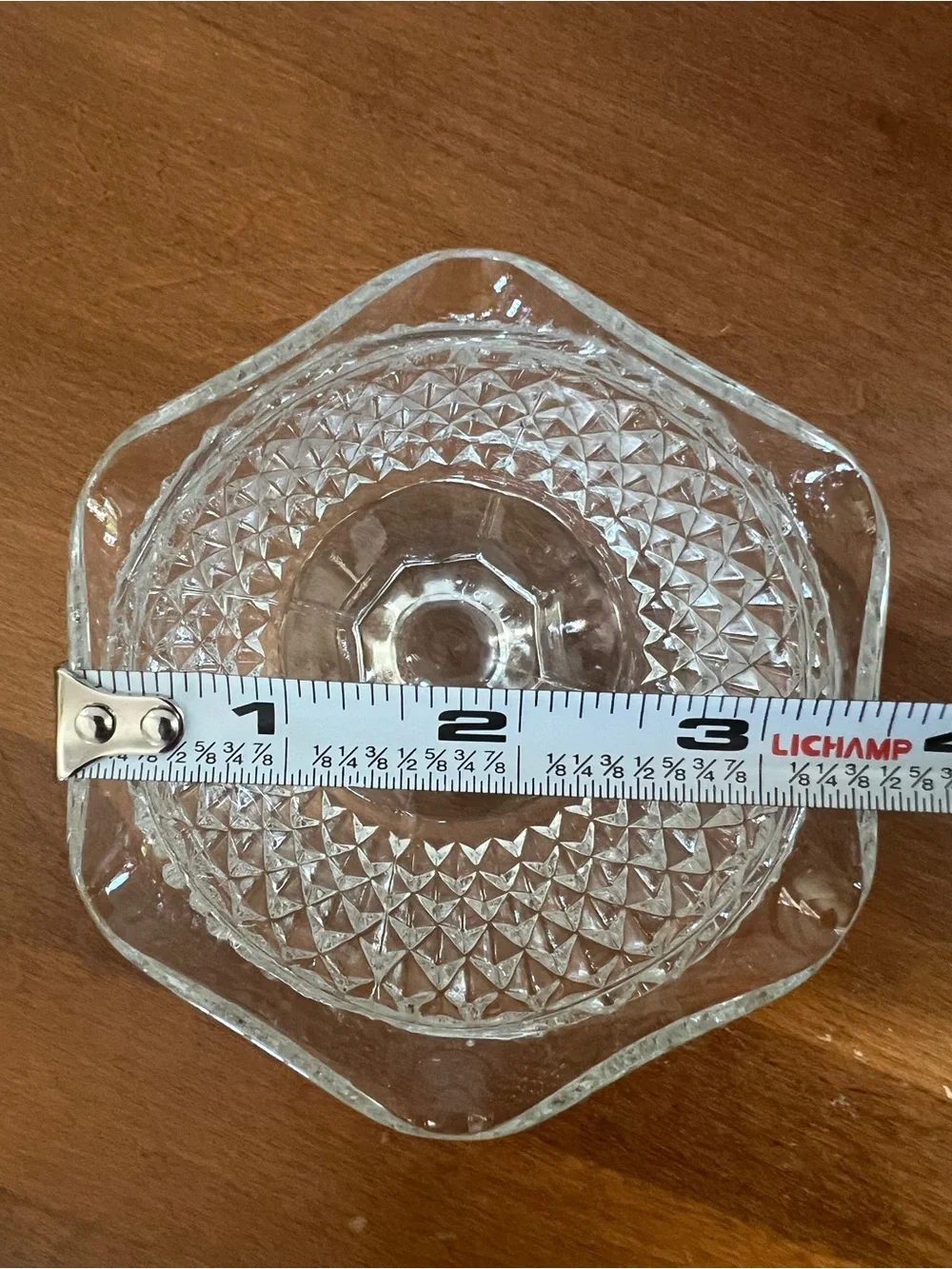 Indiana Glass Clear Diamond Pattern Candle Bowl